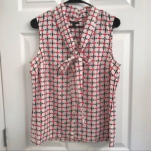 TALBOTS Sleeveless Shell Secretary Bow Shirt Blouse Size 10 NWT